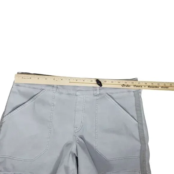 Spanx Stretch Twill Shorts Pull On 6" Womens XL Light Gray Side Stripe Casual - Picture 8 of 10